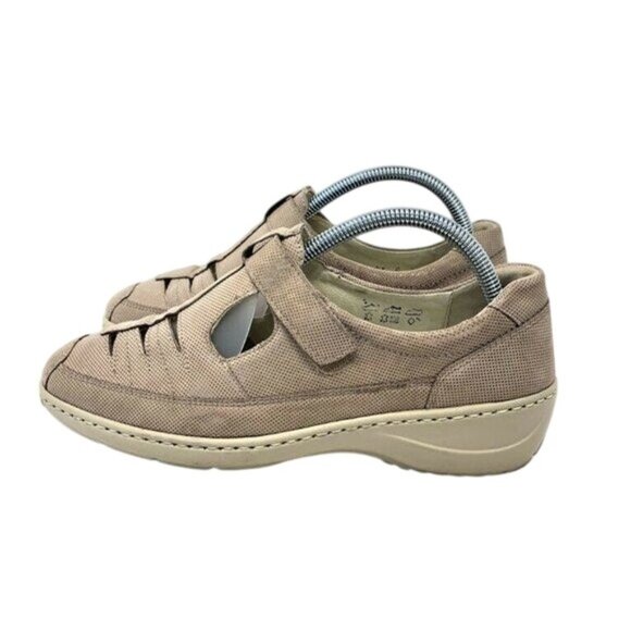 Waldlaufer Beige Leather Comfort Shoes Size 8 Wide Adjustable Strap Casual - Picture 5 of 9
